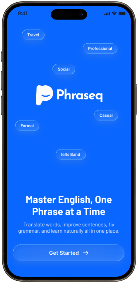 Phraseq mobile app welcome screen