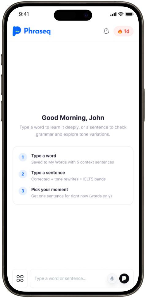 Phraseq Home screen